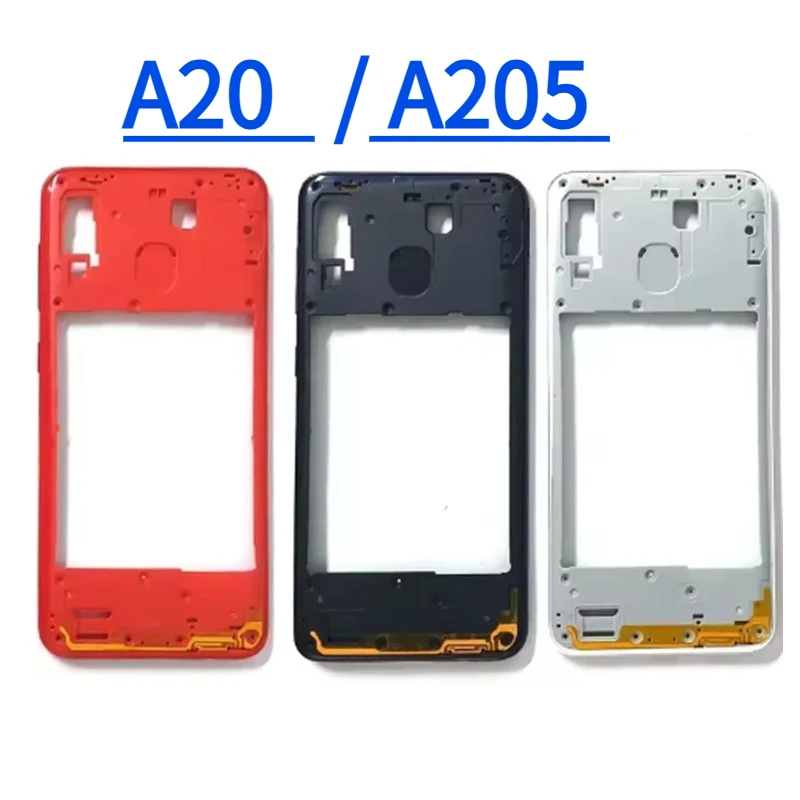 A20 For Samsung A20 A205 Middle Frame Housing Board LCD Faceplate Bezel Replace Repair Parts + Side Buttons