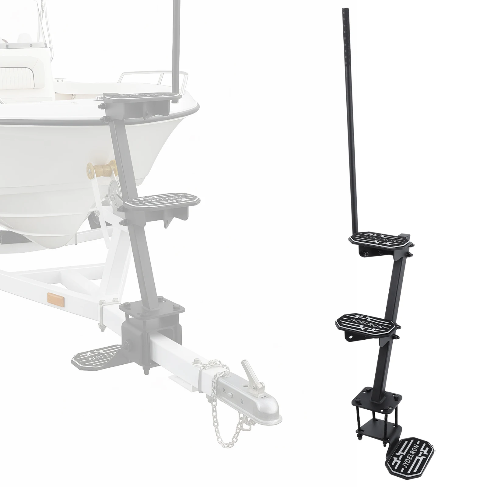 Marchepied marin robuste avec mains courantes, escalier marin antidérapant, capacité 450 lb pour bateaux, quai et mise à l'eau