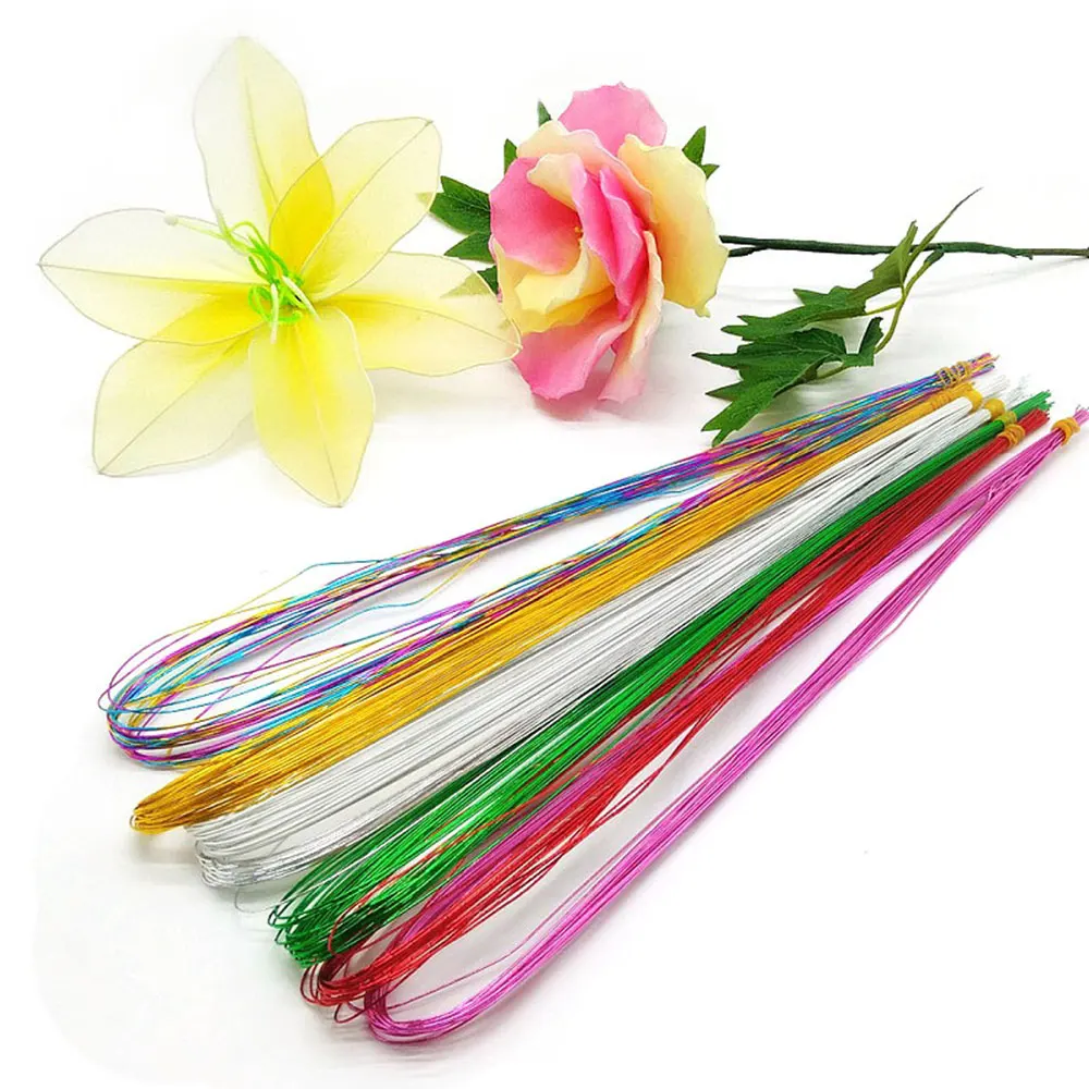 40Pcs 80cm Stocking Flower Wire 22# 0.8mm Diameter Iron Wires For DIY Nylon Flower Floral Wire Ronde Flower Material Accessory