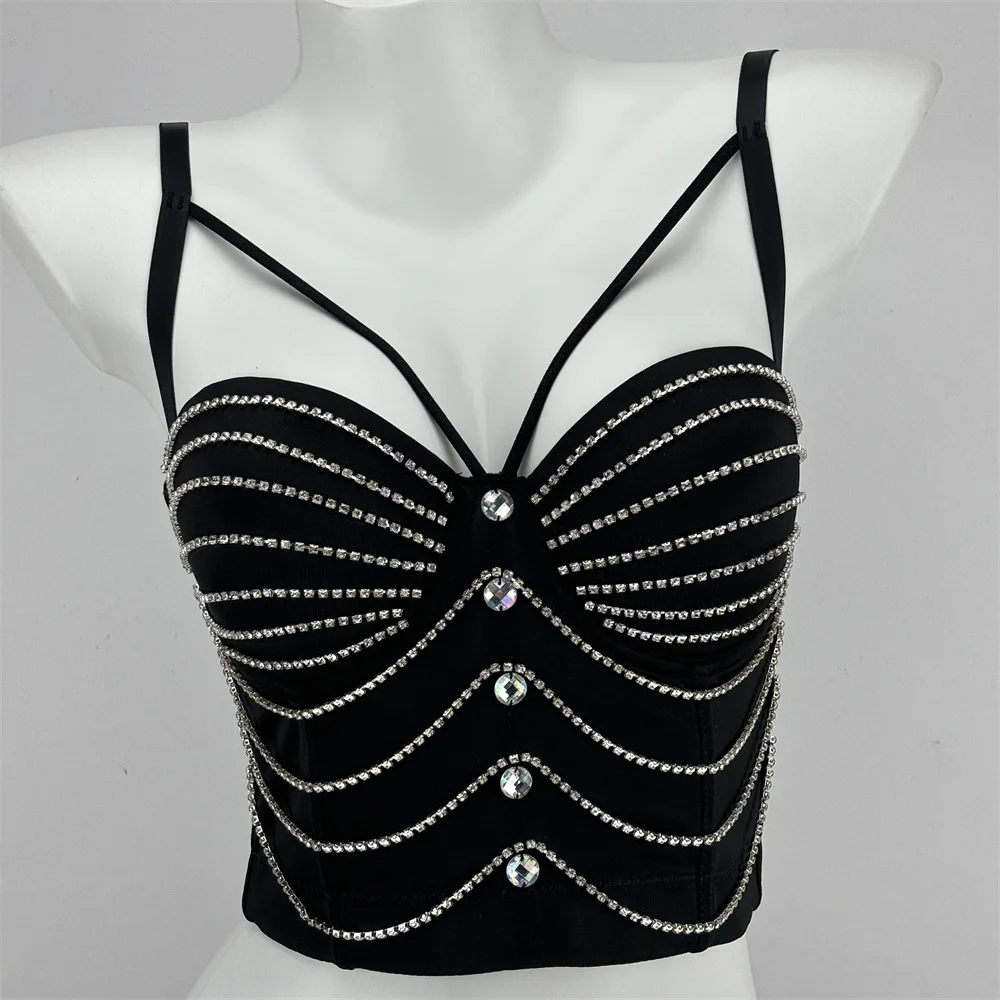 

Sexy Bust Chain Tassel Fishbone Bra Women Beaded Waist Bustier Top European And American Style Gathering Corset