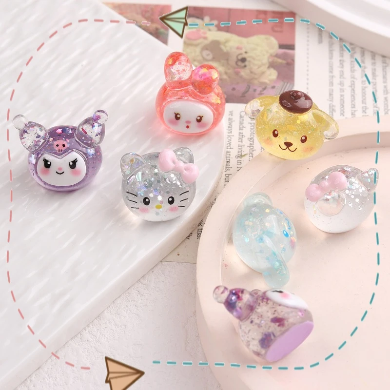 Cartoon Anime Sanrio Cute HelloKitty Kuromi Doll Ornament Handmade DIY Hairpin Jewelry Accessories Materials Festival Gifts