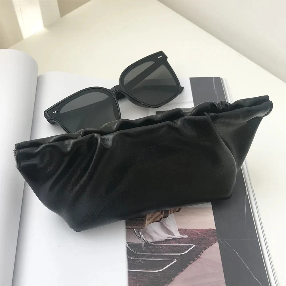 Boîte de rangement portable en cuir PU pour lunettes de soleil, sacs nuage à la mode, étui à lunettes, rangement domestique