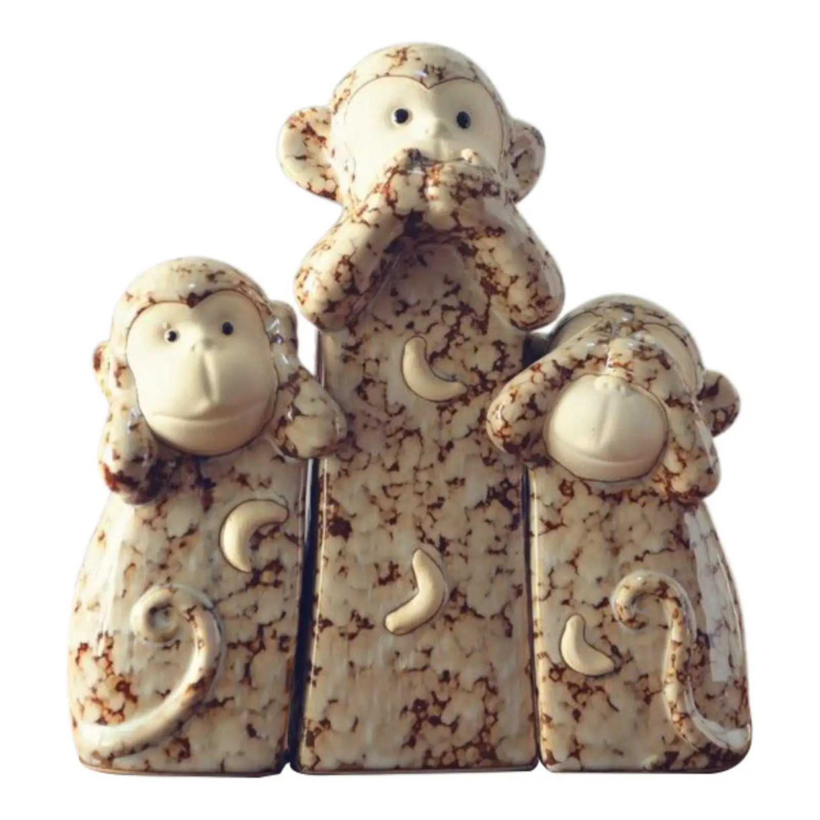 3 Pieces Monkeys Statue Ornament Ceramic Collectibles Decorative Creative Monkey