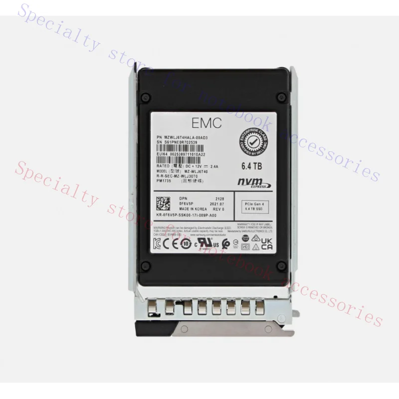 AAA+ FOR F6V5P Dell 0F6V5P 6.4TB PCIe Gen4 NVMe Mix Use TLC 2.5 U.2 SSD PM1735 MZ-WLJ6T40