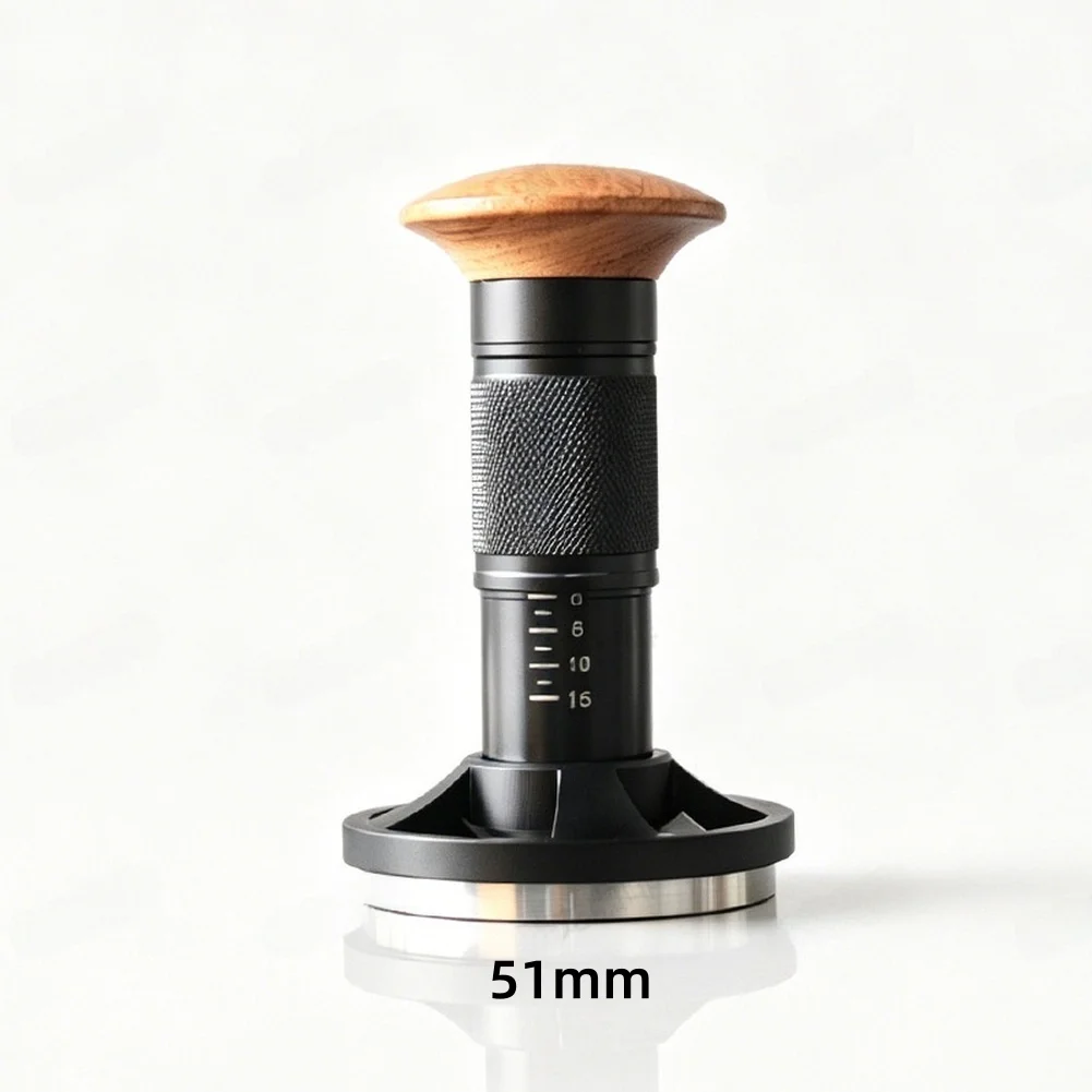 Spring Loaded Coffee Tamper 51mm 53mm 58mm For Espresso Machine With Stainless Steel Base And Wood Handle Tool