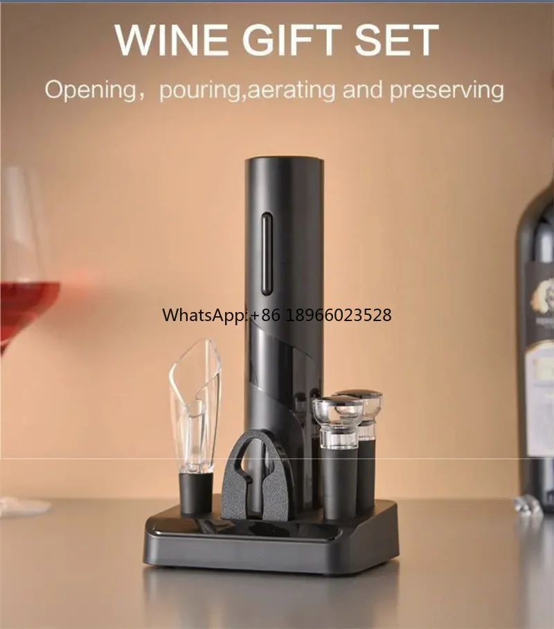 Dropshipping Electric Wine Opener With Base Automatische flesopener Battery Operated Electric Wine Opener And Pourer