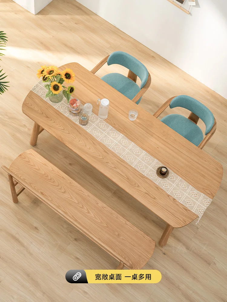 

Solid wood large board dining table, natural wood style Japanese small apartment