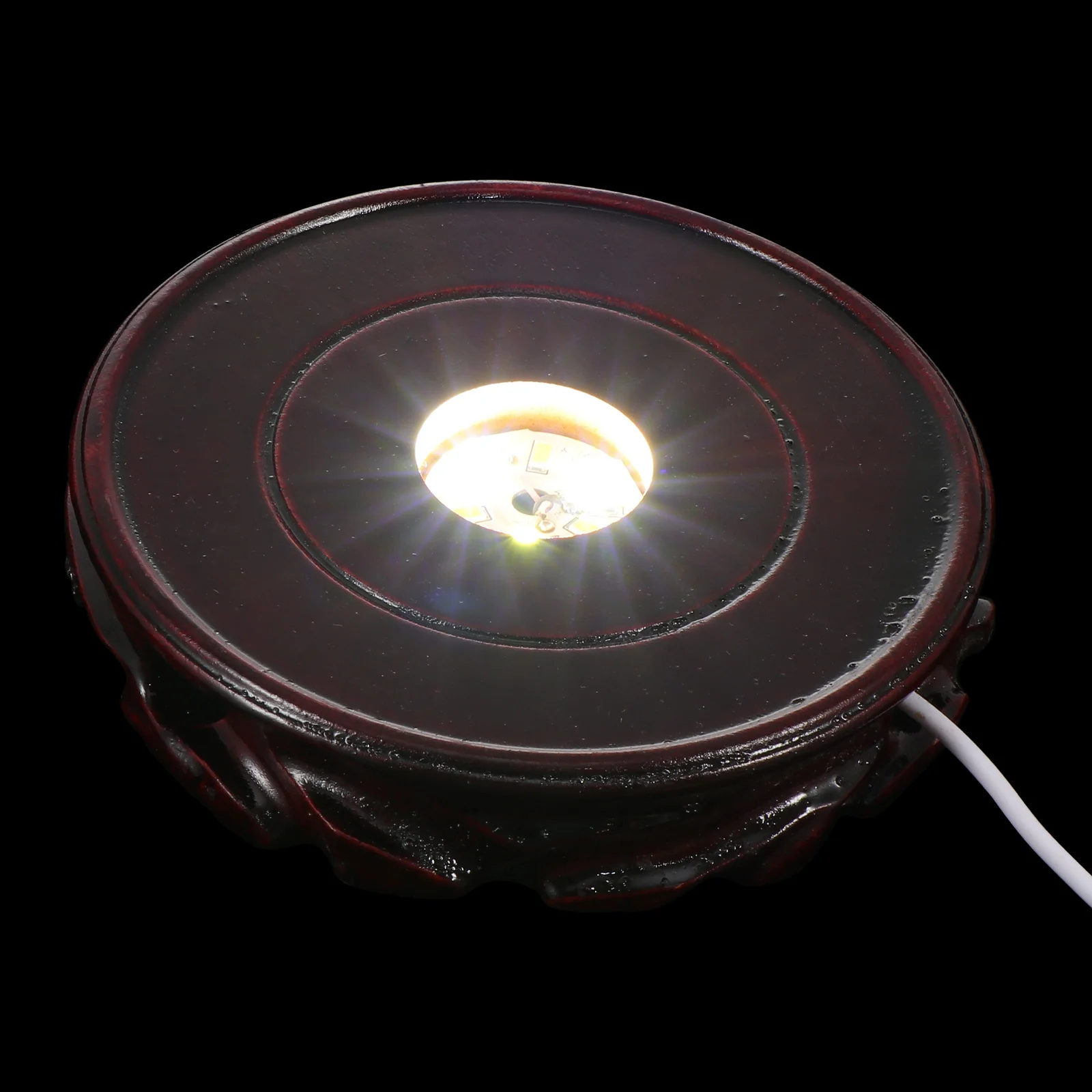 1 قطعة قاعدة متوهجة LED قاعدة خشبية مضاءة مناسبة لحامل كرة كريستال الروائح قاعدة عرض كريستال ضوء دافئ