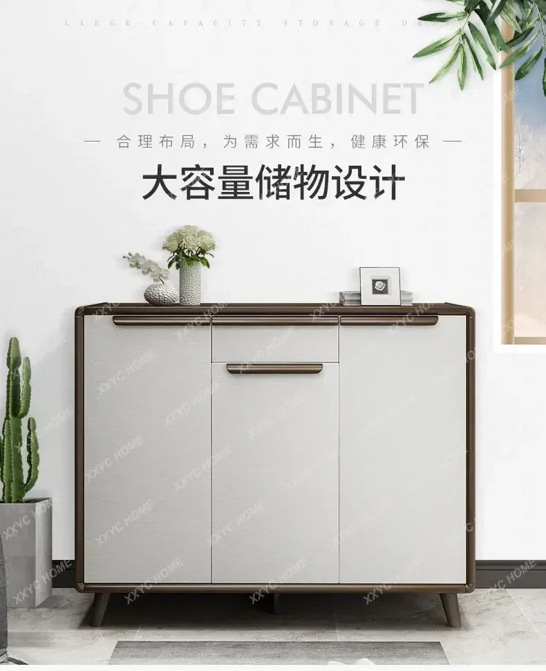 

Скандинавский шкаф для обуви из цельного дерева, бытовой многофункциональный входной шкаф, дверной шкафчик для хранения на балконе