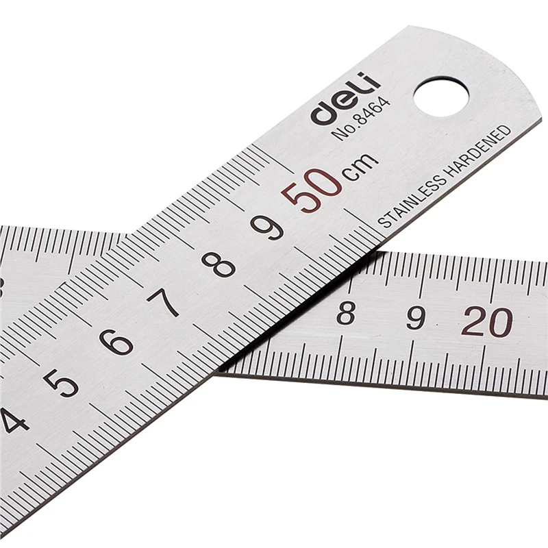 Deli 8461-8464 Stainless Steel Straight Metal Metric Ruler Multiple Sizes Available 15cm 20cm 30cm 50cm