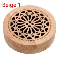 Round Wooden Incense Burner Solid Wood Aromatherapy Home Decor Indoor nament Wood Censer Cone Holder Study Room Accessory
