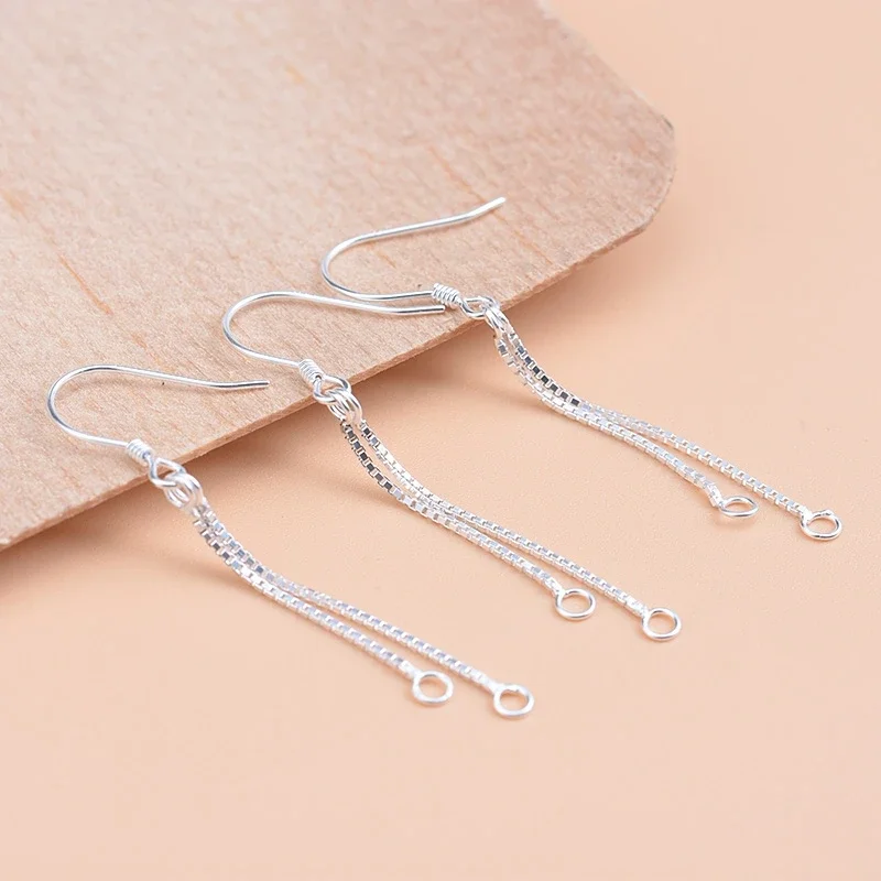 s925 sterling silver double box lug hook handmade DIY jewelry accessories for women