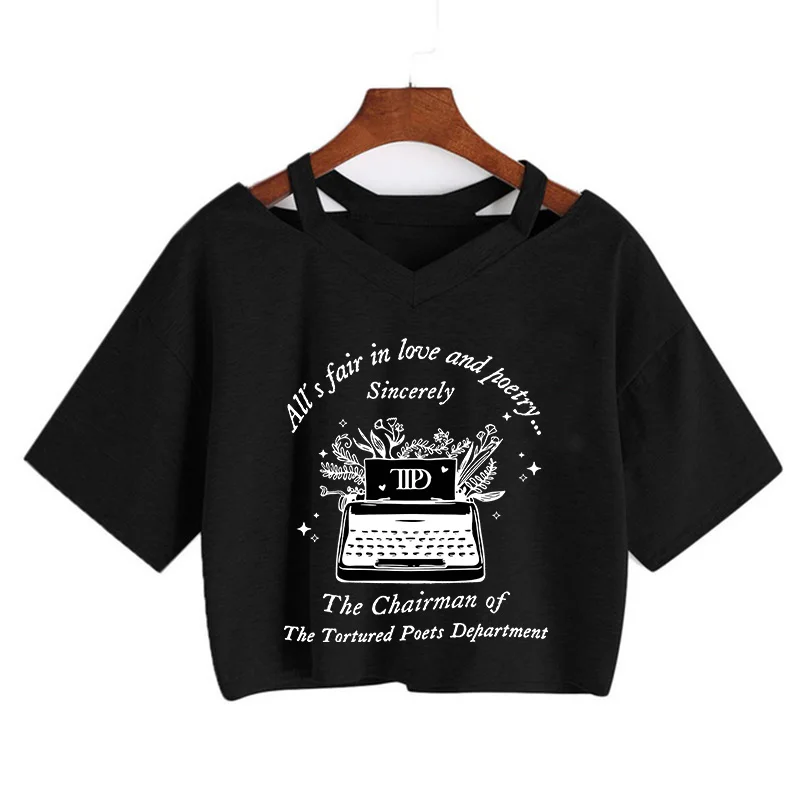 90s The Tortured Poets Department Album Crop Tops Women Funny Gothic Cropped Tee Shirt Ttpd Print Tshirt Lady Y2k T-Shirt Femme