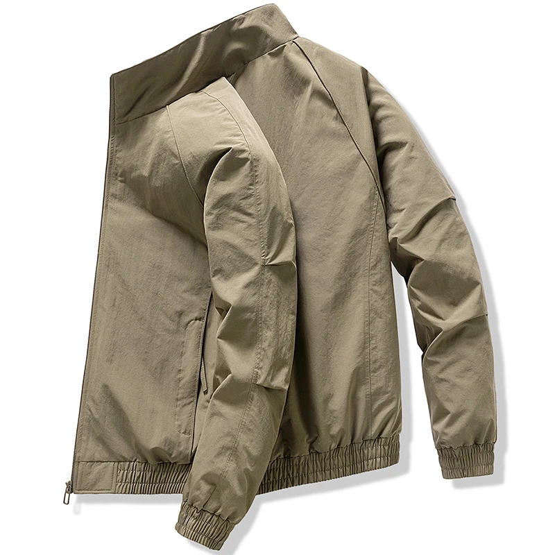 

Khaki Workwear Jacket Men Spring Stand Collar Outerwear Coat Men's Trendy Brand Autumn Versatile High-End Cargo Jakcets for Man