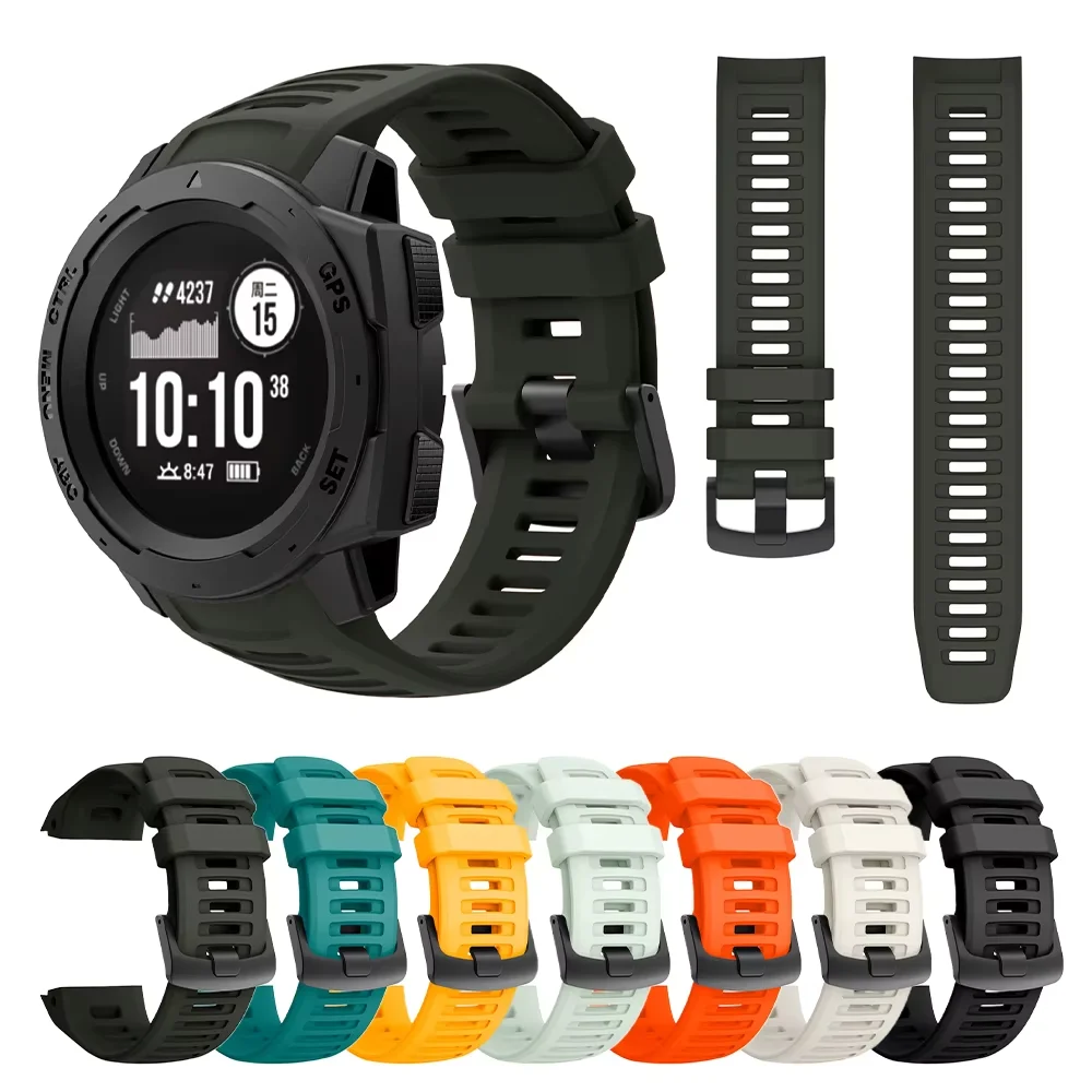 Bracelet en silicone souple avec boucle noire pour Garmin Instinct, accessoires de montre, bracelets de sport, bracelet pour Garmin Instinct