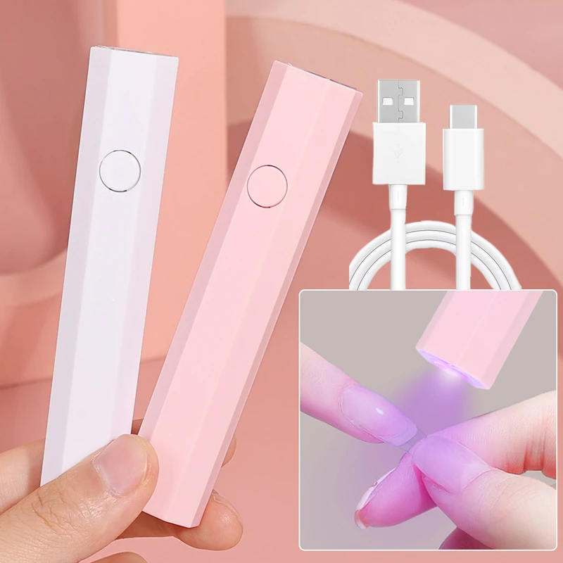 Handheld Nail Art One Light with Charging Data Cable Portable Mini Rechargeable Nail Art Tool Home Travel Use Nail Dryer Lamp