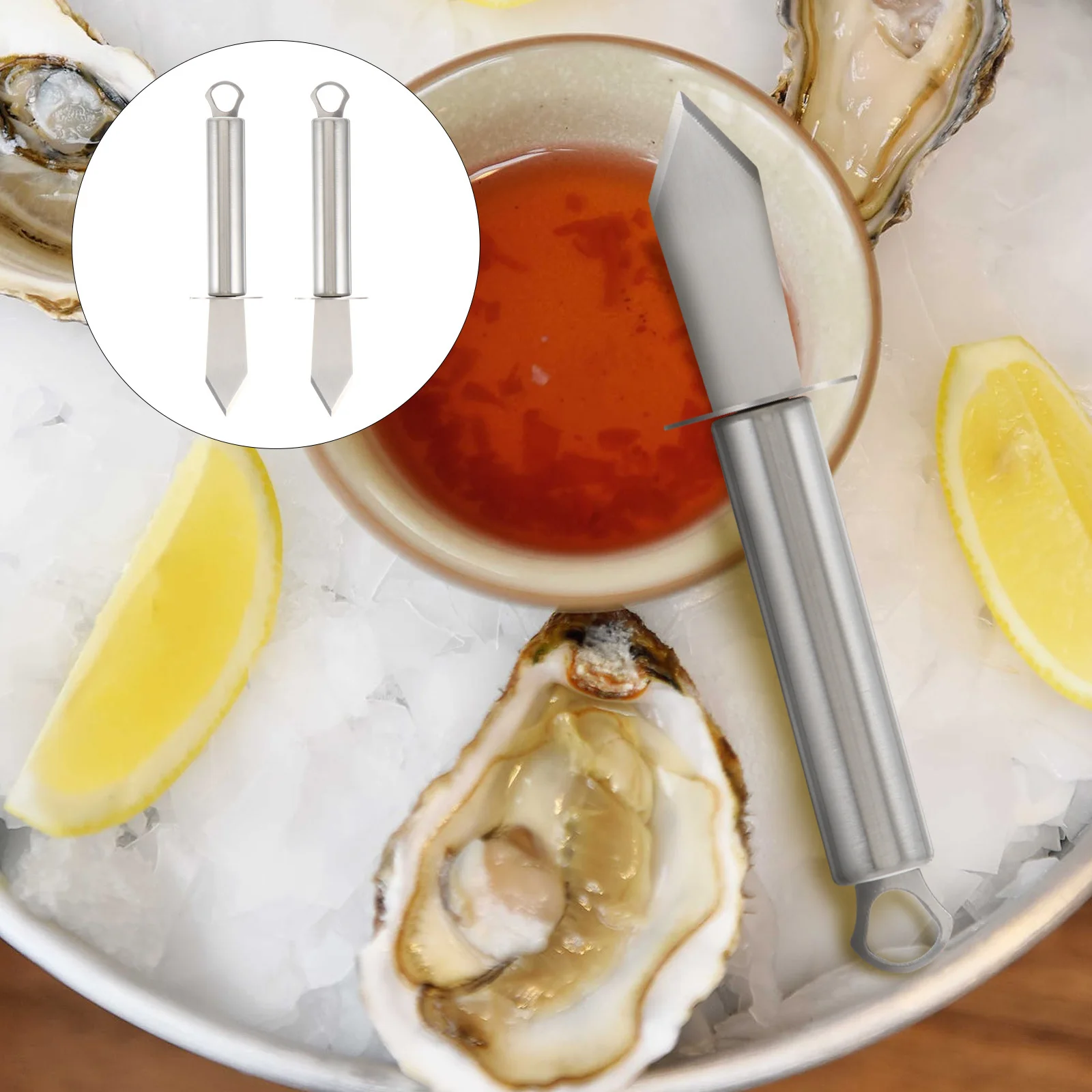 

2pcs Stainless Steel Oyster Shucker Scallop Opening Tool Seafood Opener For Clam Shellfish Kitchen Bbq Picnic Travel Use