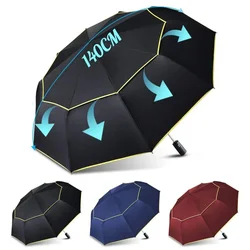 120CM Automatic Double Big Umbrella Rain Women 3Folding Wind Resistant Large Umbrella Men Family Travel Business Car Umbrellas