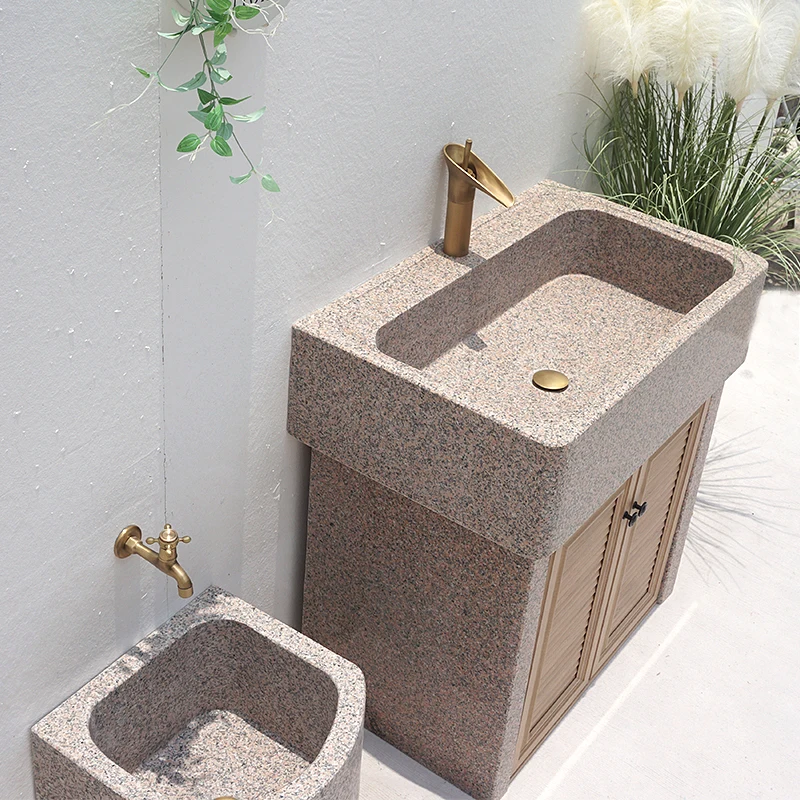 Marble Balcony Outdoor Courtyard Garden Wash Sink Basin Vegetable Wash Single Basin Outdoor Whole