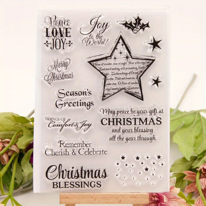 1pc Weihnachten Stern Klare Stempel Briefmarken DIY Grußkarte Präge Fotoalbum Dekoration Kunst Handgemachte Geschenke