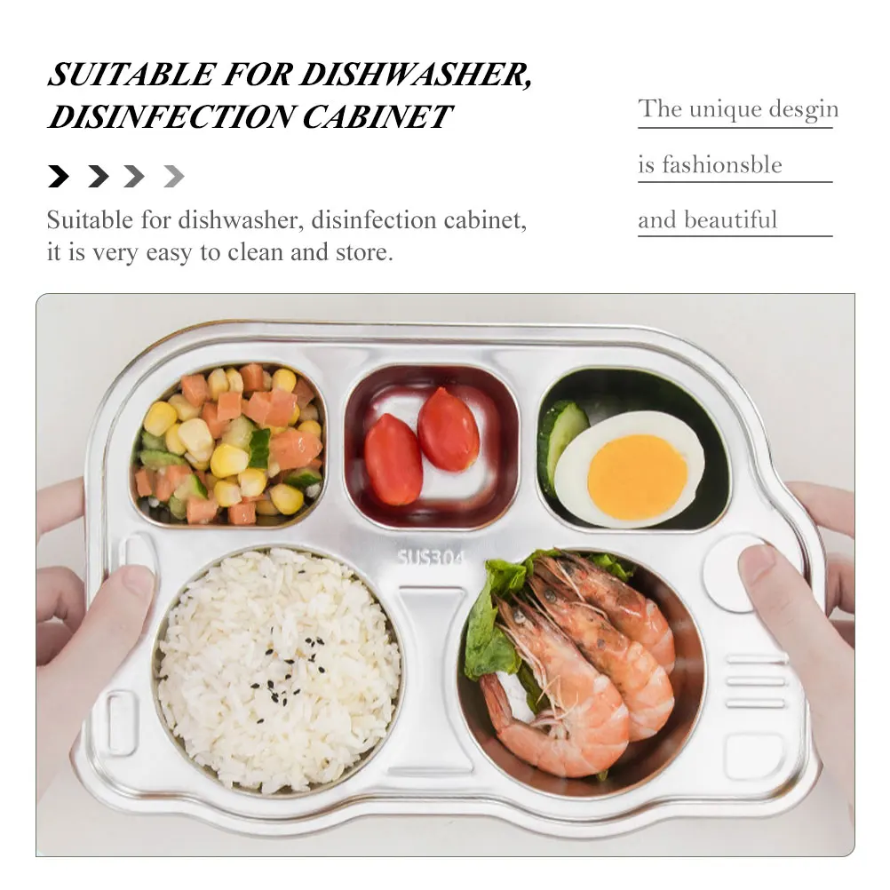 

Stainless Steel Divided Food Household Breakfast Kitchen Dinner Plate For Resistant Easy Clean Smooth Safe Design