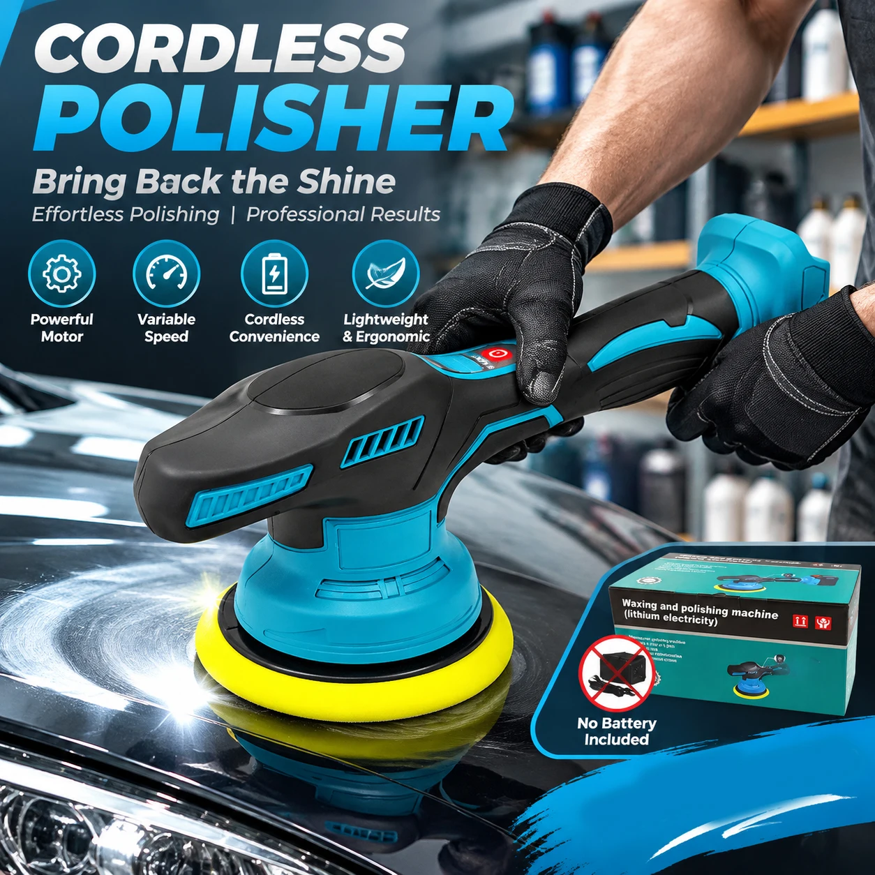 8 Speed Adjustable Wireless Auto Polishing Machine Cordless Electric Car Waxer Sander Glaze Sealer Compatible With 18V Battery