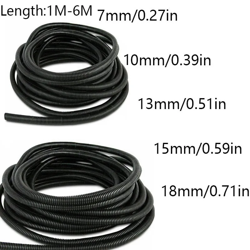 Outer Diameter 10/13/15/18/21/25/28mm Length 1/3/6m Split Type Steel Wire Braided Conduit Polyethylene Pipe Black Sleeve