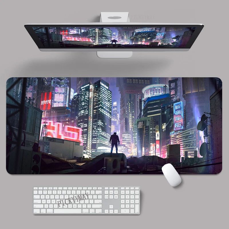 Neon พิกเซลขนาดใหญ่แผ่นรองเม้าส์แผ่นรองเมาส์สำหรับเล่นเกมขนาดใหญ่ Mousepads Office 39.3x19.6in ยาง Mats แป้นพิมพ์ Pad Pad HD แผ่น Pads