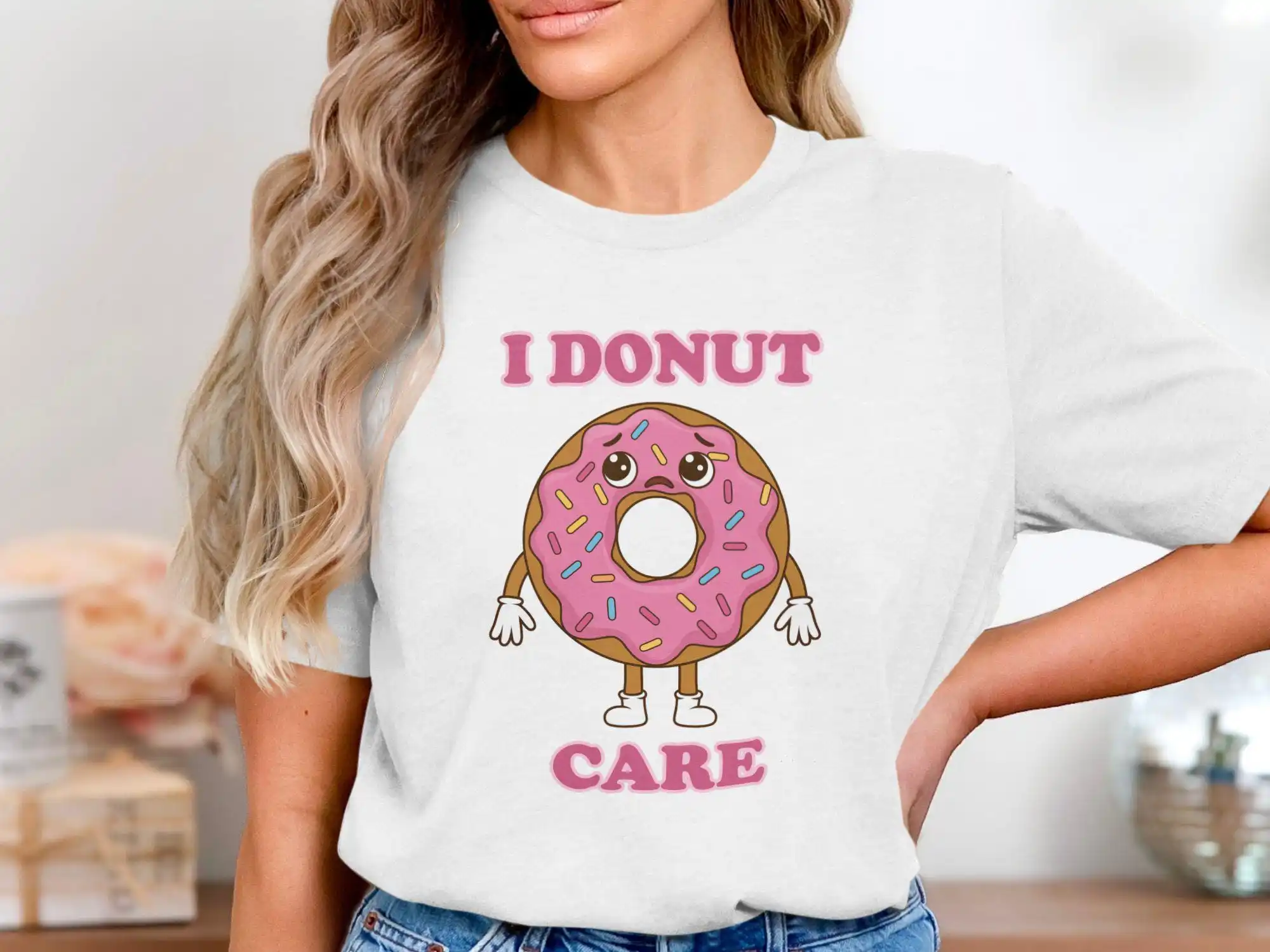 

I Donut Care Funny T Shirt Cute Perfect for Lovers Humorous Doughnut Clothing