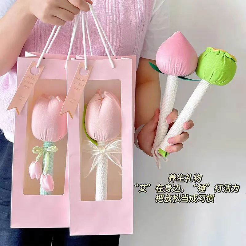 

Tulip & Mugwort Massage Hammer, Peach-shaped Wellness Percussor with Herbal Fill, Creative Back Massager Gift