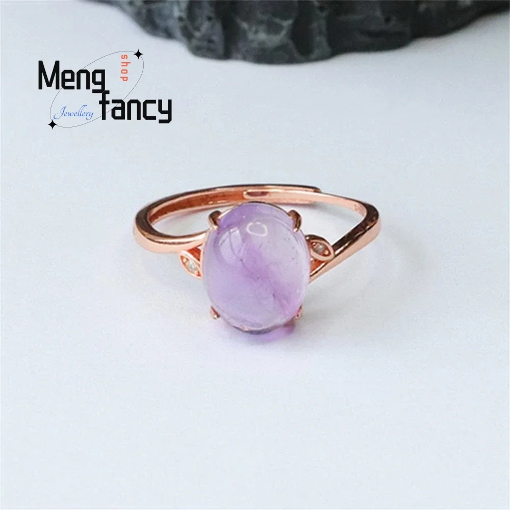 

S925 Silver Natural Amethyst Exquisite Ring Purple Coloured Gemstone Charm High-grade Couple Luxury Fashion Jewelry Holiday Gift