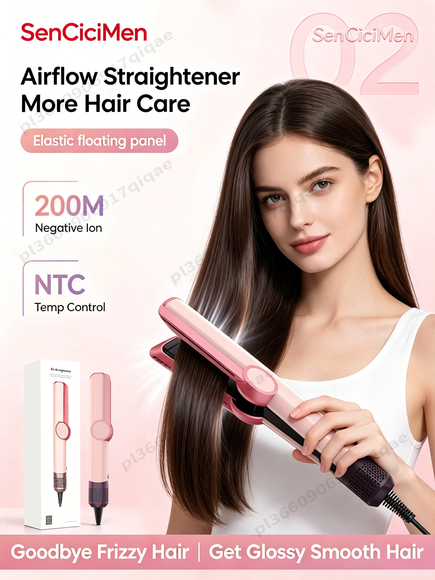 Image of Versand aus DE SenCiciMen 2-in-1 hochwertiges Glätteisen mit negativen Ionen & Haartrockner haarschonend intelligente Temperaturregelung reduziert Frizz für glänzenderes & glatteres Haar perfektes