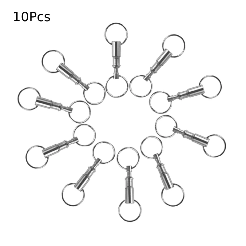 

10pcs Dual Detachable Split Keyring Keychains Quick Release Pull-Apart Double Key Chain Lock Holder Removable for Jewelry Making