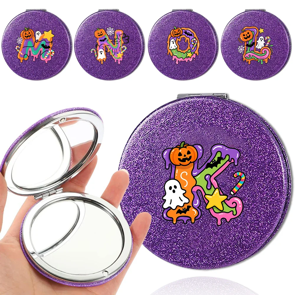 

Women Double Sided Foldable Makeup Mirror Compact and Portable Beauty Tool Creative Pocket Gift Mirror Candy Letter Pattern