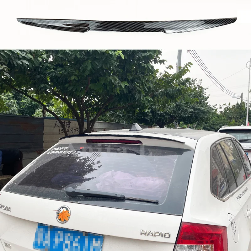 For Skoda Rapid Kodiak Hatchback Rear Roof Spoiler Lip  M4 Style Spoiler Universal Type PU Material Car Trunk Tail Wing Styling