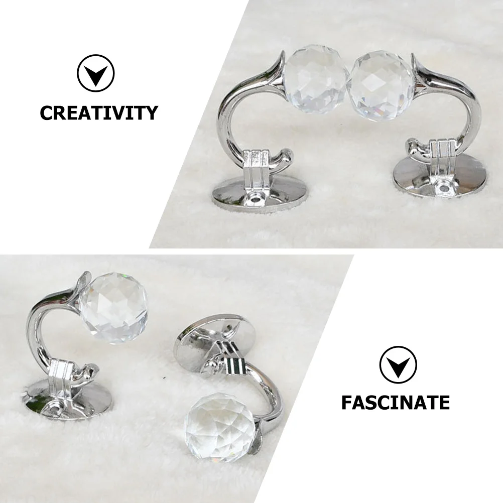 

1 Set Home Elegant Crystal Hooks Decorative Curtain Hangers Stainless Steel Tiebacks U-Shaped Wall Hangers Aluminium