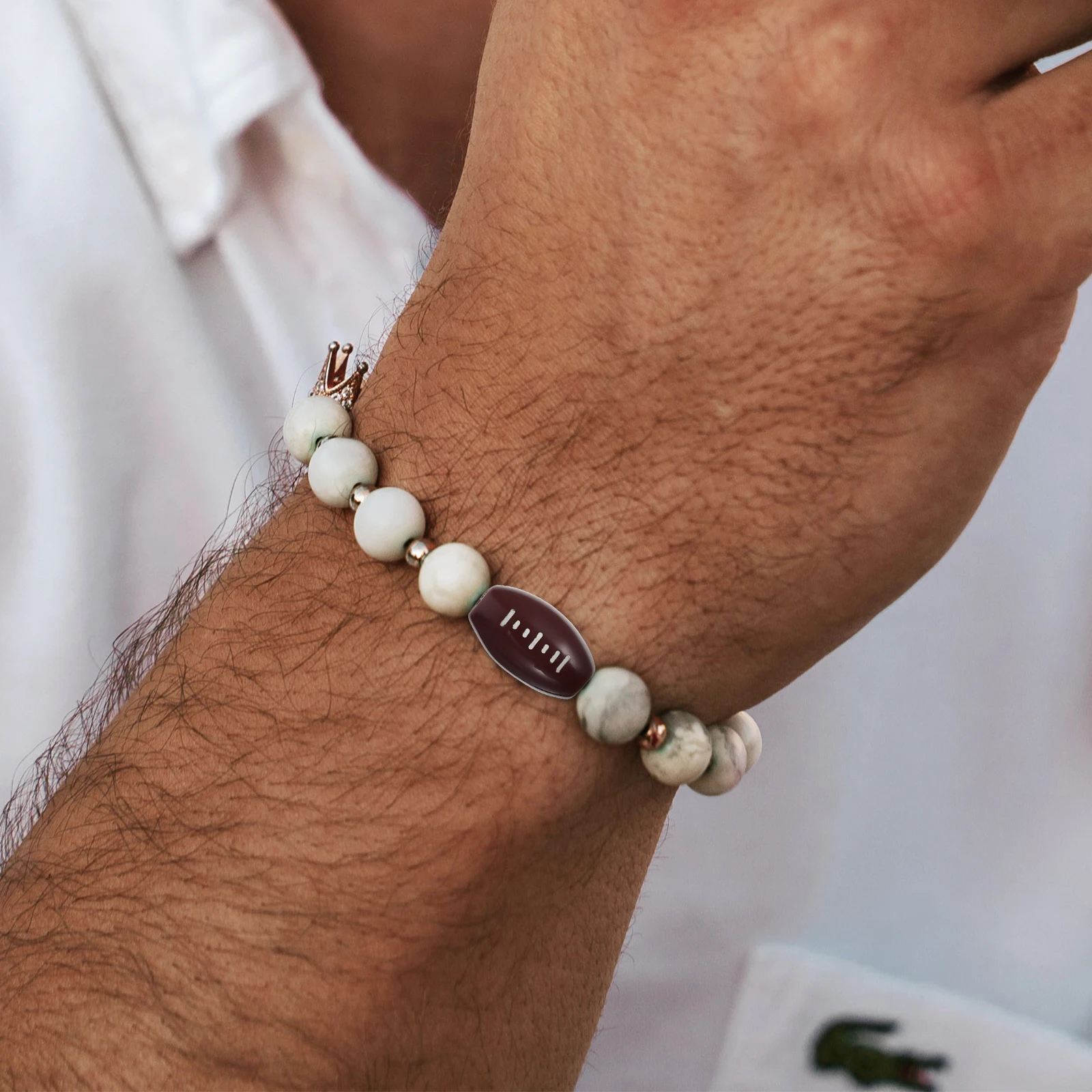 

150Pcs Football Beads Acrylic Large Hole Loose Beads for DIY Jewelry Making Sports Charms Bracelets Earrings Keychain