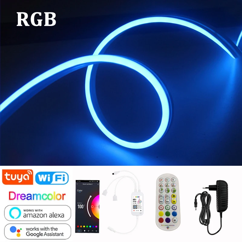 

LED Neon Light Strip With Music Bluetooth 24V RGB Flexible Light Strip For Home Party Decoration DIY Christmas Supplies