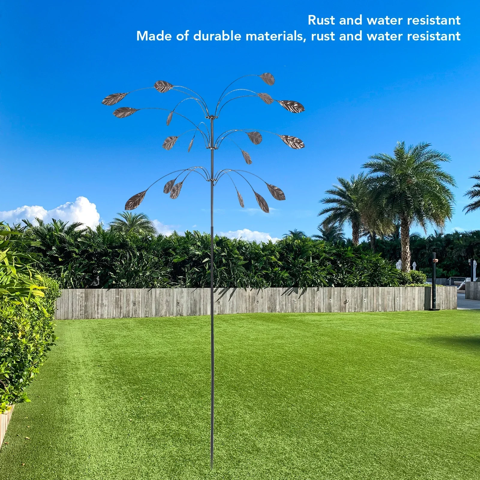Metal Wind Spinner Wind Sculpture Rustproof Waterproof Heavy Duty Falling Foliage Kinetic Copper Triple Spinner For Outdoor - view 4