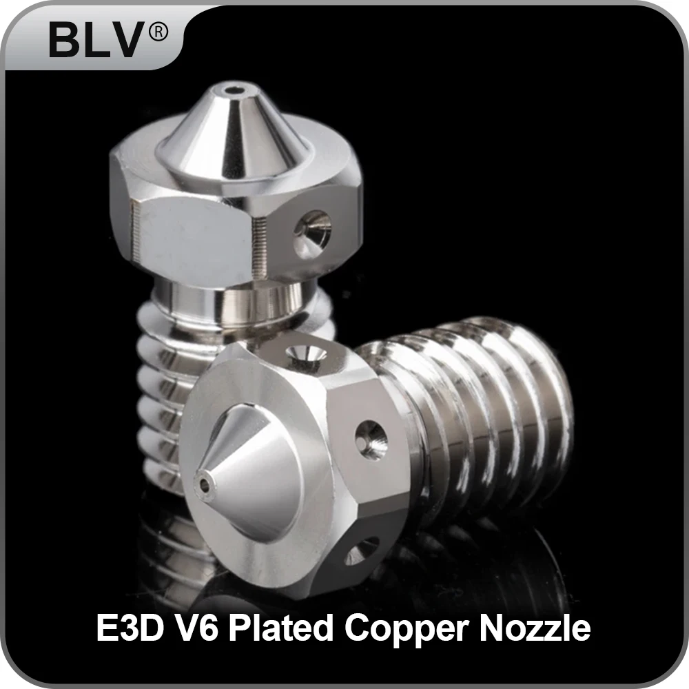 BLV E-V6 Plated Copper Nozzle Durable Non-stick High Performance For 3D Printers Hotend M6 Thread for V6 Hotend Prusa