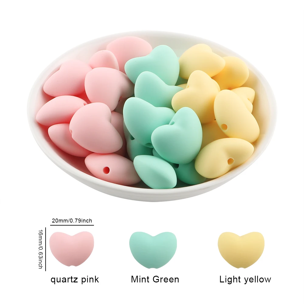 10-30 pz colore pisello a forma di cuore perline in Silicone combinazione collana fai da te Charms braccialetto portachiavi accessori prodotti fatti a mano