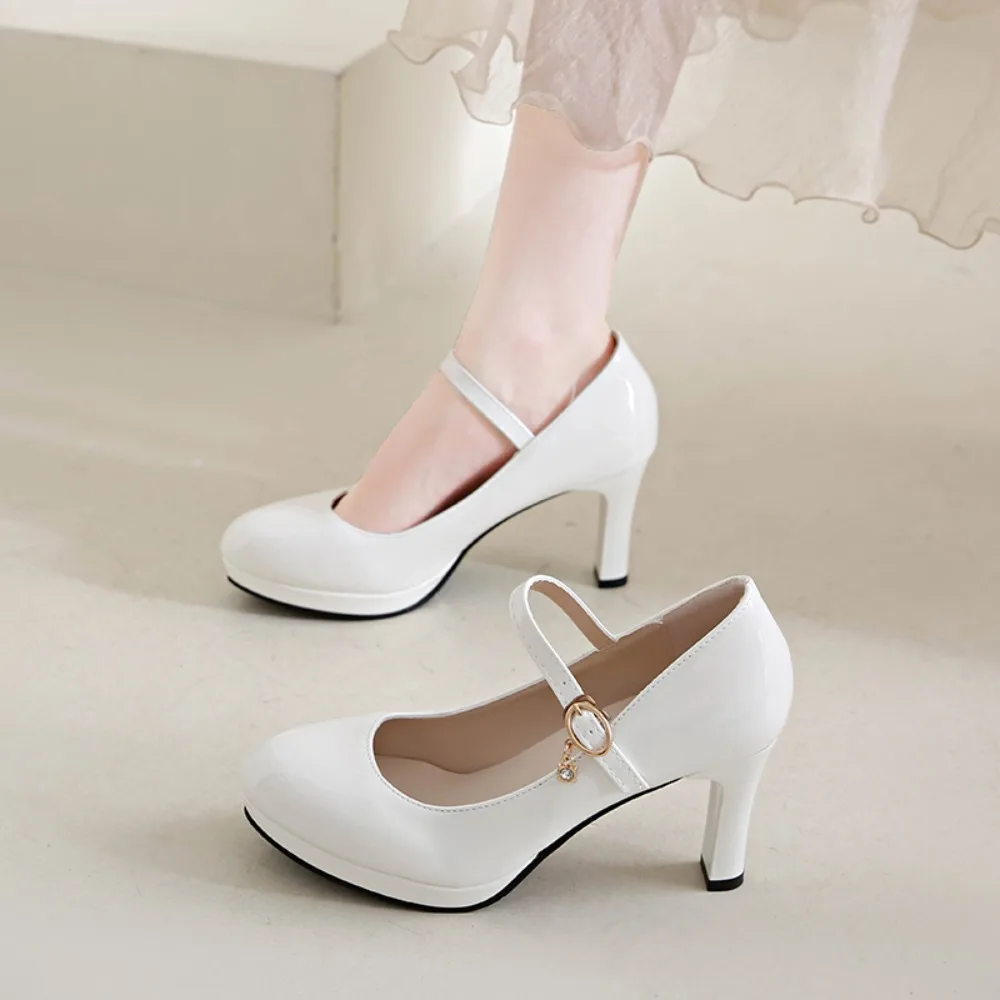 2025, schwarze High Heels für Damen, Frühlings-Freizeitschuhe, Damen-High-Heels, einfarbig, Keilschuhe, Übergröße, High Heels, Größe 34–42 – Detail 12