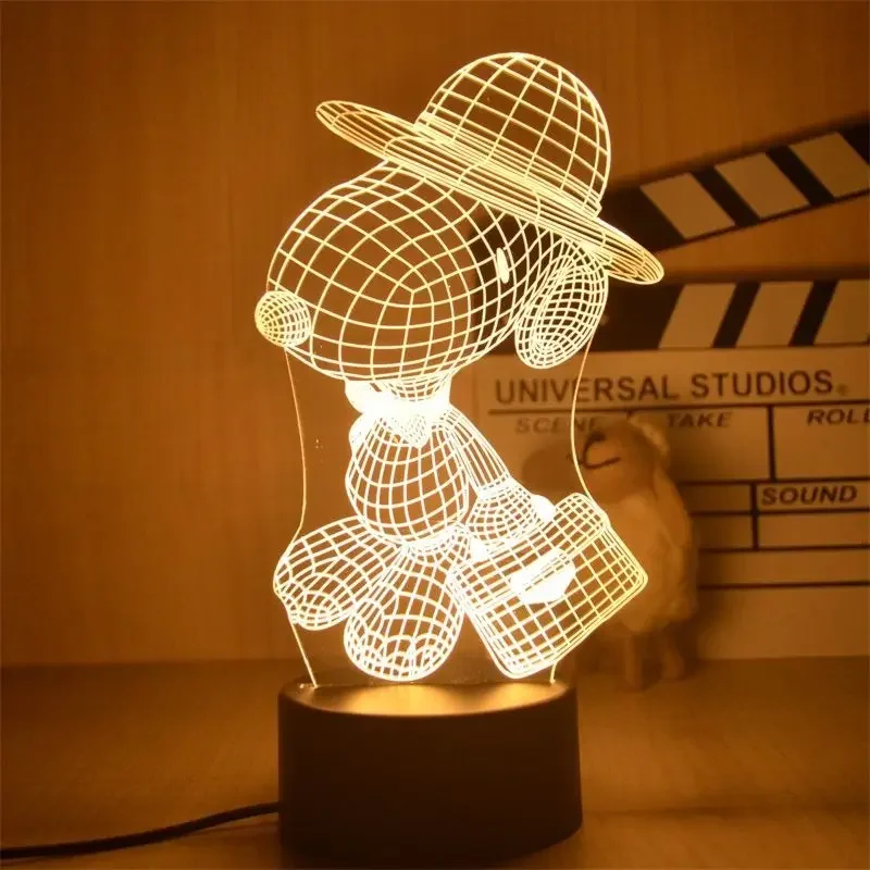 Snoopy Night Light Anime 3D Visual LED Figures Model Desk Lamp Decoration Bedroom Cartoon Creativity Desk Ornaments Bedside Lamp