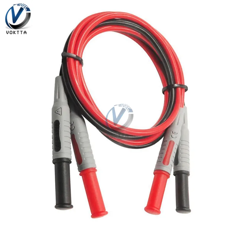 P1032/P1033 4mm 1000V 15A Banana Plug Test Line Injection Molded Straight/Right Angle to Straight Multimeter Silicone Wire Cable