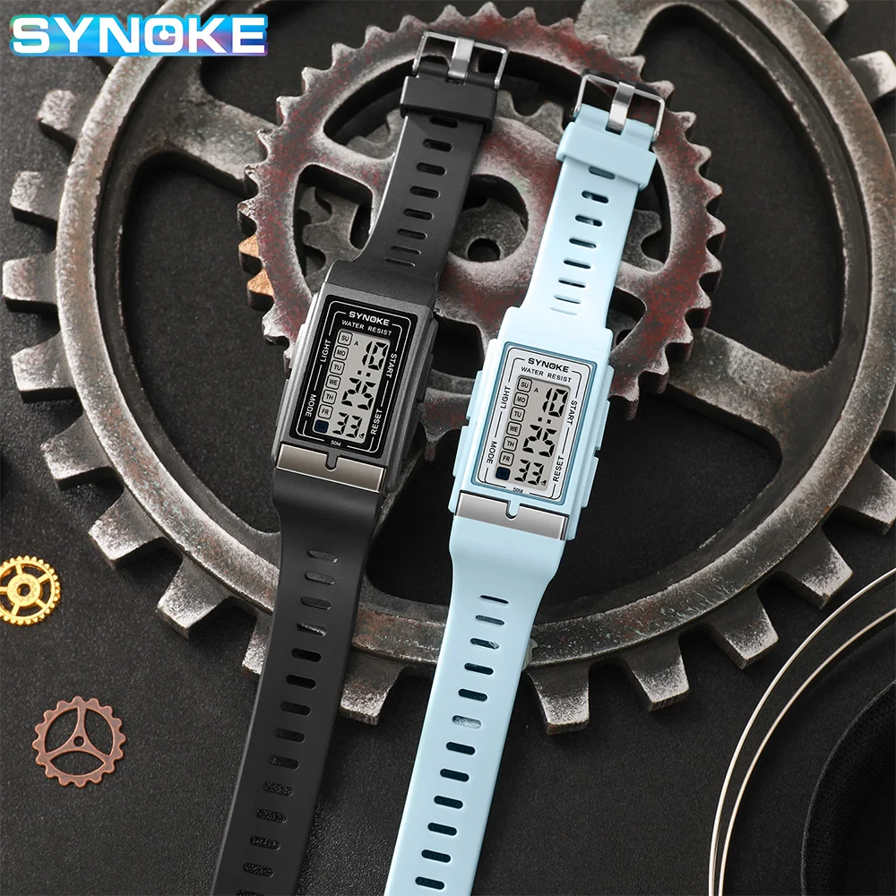 SYNOKE Digital Watches Lady Sports Wristband Multifunction Waterproof Chrono Wristwatch Outdoor Girls Fashion Student Men Watch