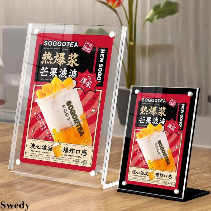 10 PCS A6 105X148MM L Shape Magnetic Acrylic Sign Holder Display Stand Table Price Label Tags Flyer Poster Paper Ad Frame