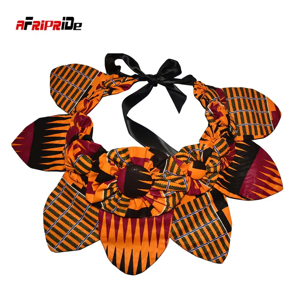 New Ankara Handmade Flower Shape Button Bib Tribal Necklace African Jewelry Choker Necklace Bridal Wedding Jewelry SP154