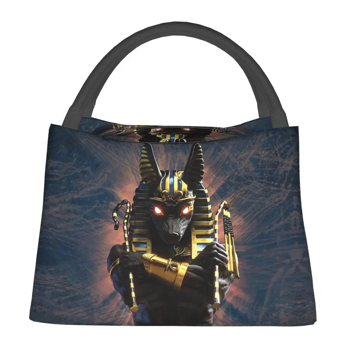 Egyptian God Anubis Art Lunch Bags Insulated Bento Box Portable Lunch Tote Picnic Bags Thermal Bag for Woman Kids Office