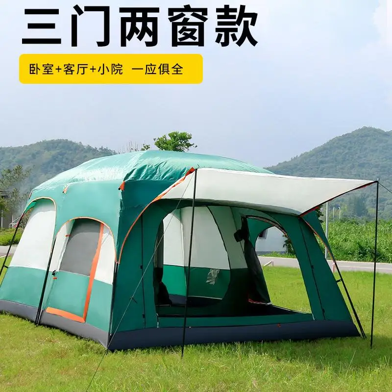 Outdoor tourism two bedrooms and one living room villa large tent small outdoor automatic quick open portable folding overnight