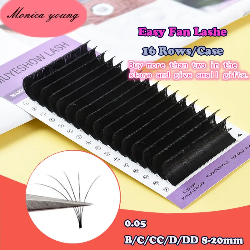 

16 Rows Easy Fanning Bloom Eyelashes Austomatic Flowering Volume Individual Lashes Fan Russian Thick Natural Eyelash Extension